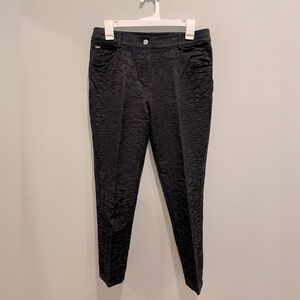 ST.JOHN Cigarette Ankle Trouser Black Textured Animal Print Fabric Size 6